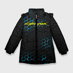 Куртка зимняя для девочки Cyberpunk 2077: Blue Carbon, цвет: 3D-черный
