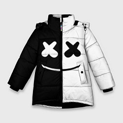Куртка зимняя для девочки Marshmello: Black & White, цвет: 3D-черный