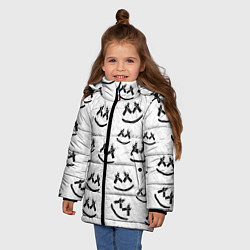 Куртка зимняя для девочки Marshmello: White Pattern, цвет: 3D-черный — фото 2