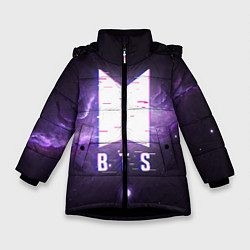 Куртка зимняя для девочки BTS: Violet Space, цвет: 3D-черный