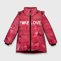 Куртка зимняя для девочки BTS: Fake Love, цвет: 3D-черный