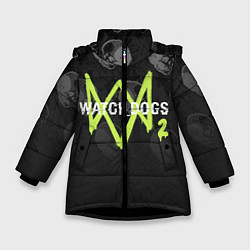 Куртка зимняя для девочки Watch Dogs 2: Skulls Pattern, цвет: 3D-черный