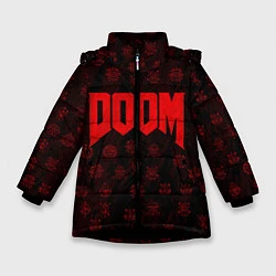 Куртка зимняя для девочки DOOM: Hellish signs, цвет: 3D-черный