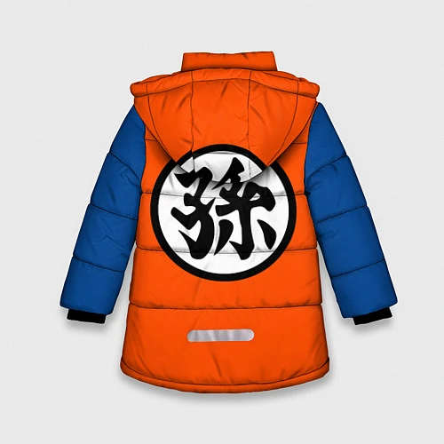 Зимняя куртка для девочки DBZ: Goku Kanji Emblem / 3D-Светло-серый – фото 2