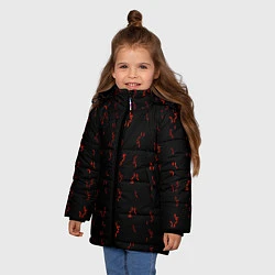 Куртка зимняя для девочки Алфавит хищника, цвет: 3D-красный — фото 2