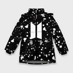 Куртка зимняя для девочки BTS: White Drops, цвет: 3D-светло-серый