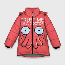 Куртка зимняя для девочки Trust Me I'm a Doctor, цвет: 3D-светло-серый