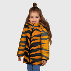 Куртка зимняя для девочки Шкура тигра, цвет: 3D-светло-серый — фото 2