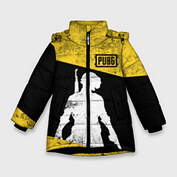 Куртка зимняя для девочки PUBG: Yellow Grunge, цвет: 3D-черный