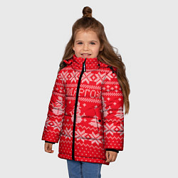 Куртка зимняя для девочки Новогодняя Рита, цвет: 3D-красный — фото 2