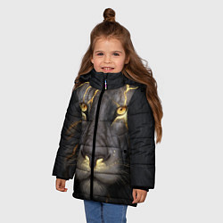 Куртка зимняя для девочки Лев с молнией, цвет: 3D-черный — фото 2