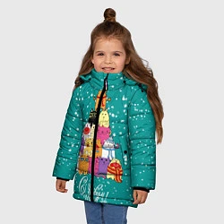 Куртка зимняя для девочки Ёлка из котов, цвет: 3D-светло-серый — фото 2