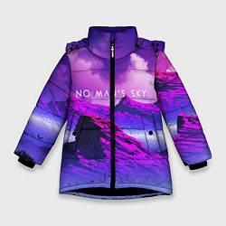 Куртка зимняя для девочки No Man's Sky: Neon Mountains, цвет: 3D-черный