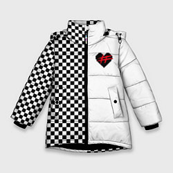Куртка зимняя для девочки ФРЕНДЗОНА: Шахматы, цвет: 3D-черный