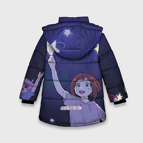 Зимняя куртка для девочки Звезда / 3D-Светло-серый – фото 2