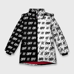 Куртка зимняя для девочки Off-White: Black & White, цвет: 3D-красный