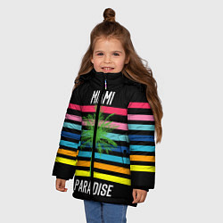 Куртка зимняя для девочки Miami Paradise, цвет: 3D-черный — фото 2