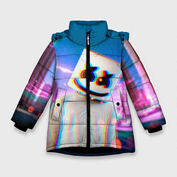 Куртка зимняя для девочки Marshmello: Glitch Effect, цвет: 3D-черный