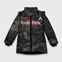 Куртка зимняя для девочки You Are The Champion, цвет: 3D-черный