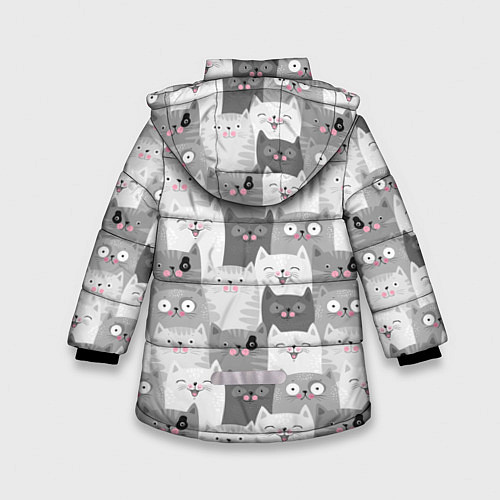 Зимняя куртка для девочки Эмоции котов / 3D-Красный – фото 2