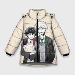 Куртка зимняя для девочки Изуку и Кацуки косплеют Хогвартс, цвет: 3D-светло-серый