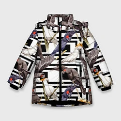 Зимняя куртка для девочки Попугаи Какаду