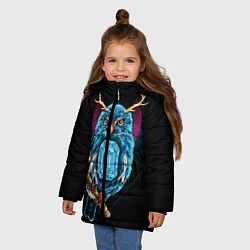 Куртка зимняя для девочки Сова с топазом, цвет: 3D-черный — фото 2