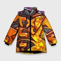 Куртка зимняя для девочки Orange Graffiti, цвет: 3D-черный
