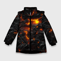 Куртка зимняя для девочки Кипящая лава, цвет: 3D-черный