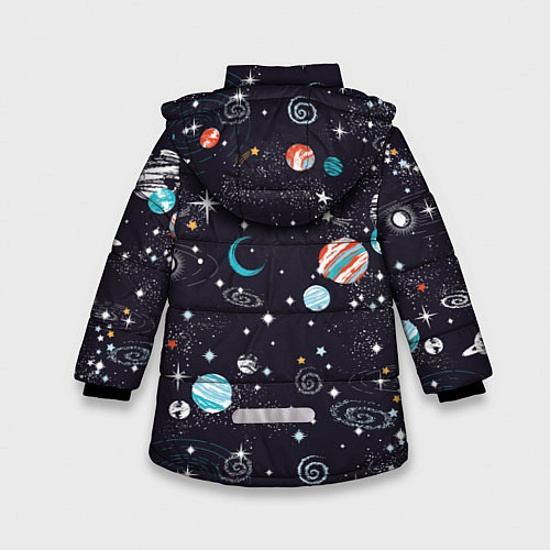 Зимняя куртка для девочки Загадочный космос / 3D-Красный – фото 2