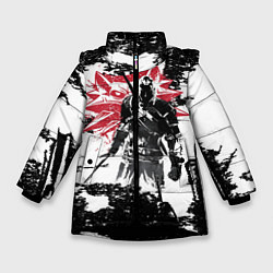 Куртка зимняя для девочки Силуэт Ведьмака, цвет: 3D-черный