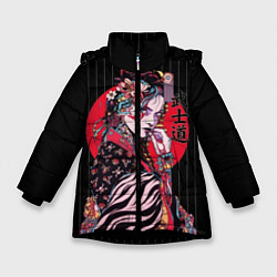 Куртка зимняя для девочки Гейша, цвет: 3D-черный