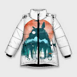 Куртка зимняя для девочки Лесной Тоторо, цвет: 3D-черный