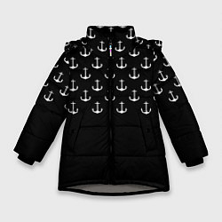 Куртка зимняя для девочки Минималистичные Якоря, цвет: 3D-светло-серый