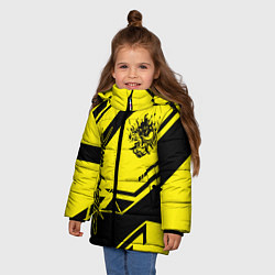 Куртка зимняя для девочки Cyberpunk 2077: Yellow Samurai, цвет: 3D-светло-серый — фото 2