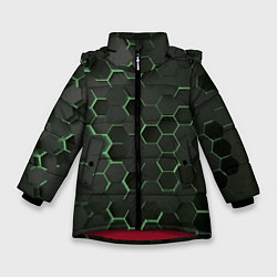 Зимняя куртка для девочки Объемные зеленые соты
