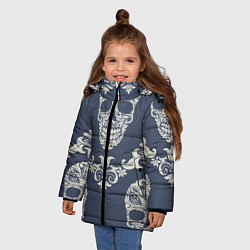 Куртка зимняя для девочки Череп из узоров, цвет: 3D-черный — фото 2