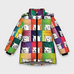 Куртка зимняя для девочки Woman Yelling at Cat, цвет: 3D-светло-серый