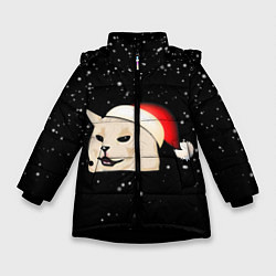 Куртка зимняя для девочки Woman yelling at cat, цвет: 3D-черный