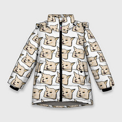 Куртка зимняя для девочки Woman yelling at cat, цвет: 3D-светло-серый