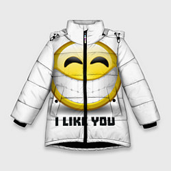 Куртка зимняя для девочки I like you, цвет: 3D-черный