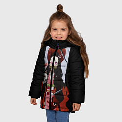 Куртка зимняя для девочки Клинок рассекающий демонов, цвет: 3D-черный — фото 2