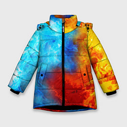 Куртка зимняя для девочки Мульт Битва Огней, цвет: 3D-черный
