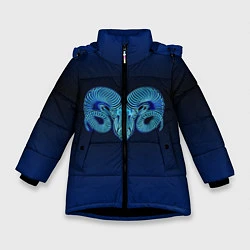 Куртка зимняя для девочки Знаки Зодиака Овен, цвет: 3D-черный