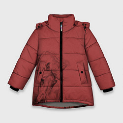 Куртка зимняя для девочки Конь на красном фоне, цвет: 3D-светло-серый