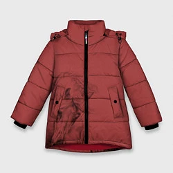 Зимняя куртка для девочки Конь на красном фоне
