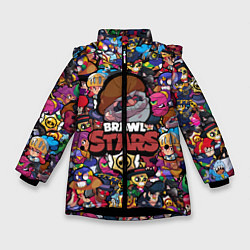 Куртка зимняя для девочки BRAWL STARS Dinomike, цвет: 3D-черный