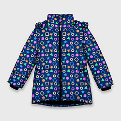 Куртка зимняя для девочки Весёлые фигурки, цвет: 3D-черный
