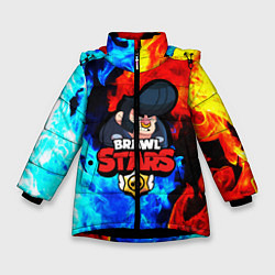 Куртка зимняя для девочки BRAWL STARS BULL, цвет: 3D-черный