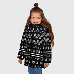 Куртка зимняя для девочки ВЕДЬМАК НОВОГОДНИЙ, цвет: 3D-черный — фото 2